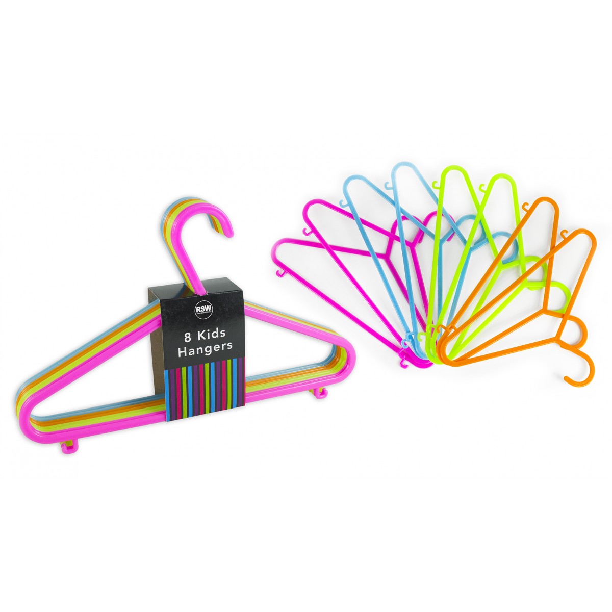 Plastic Clothes Hangers - 8 Pack, Assorted