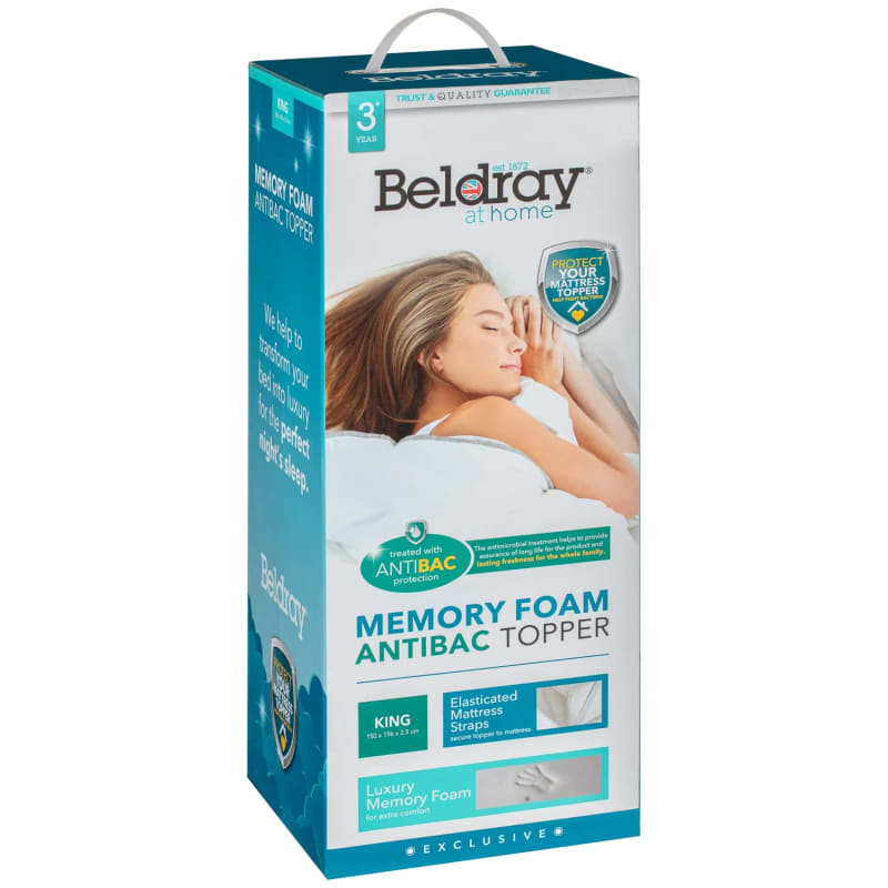 Beldray Memory Foam Antibac Mattress Topper - King - OgaDiscount