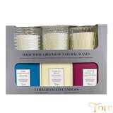 Torc Fragranced Textured Glass Candles, 3 Pack - OgaDiscount