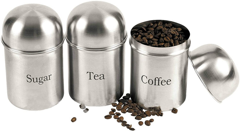 Prima Stainless Steel Tea, Coffee & Sugar 3pc Canister Set - OgaDiscount