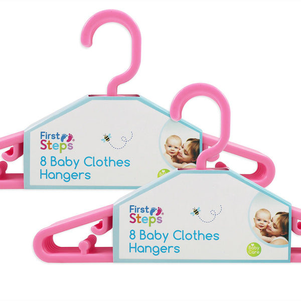 Adjustable Baby Clothes Hanger (for Baby Room) + 4pcs Stackable Baby Hangers  (for Newborns And Infants Wardrobe) + Boy & Girl Bottom Hangers (in Pink)