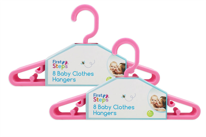 First Steps Pink Baby Clothes Hangers 8pk - OgaDiscount