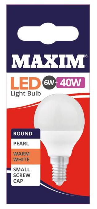 Maxim Led Light Bulb 6w=40w Gls Pearl Warm White Bayonet Cap - OgaDiscount