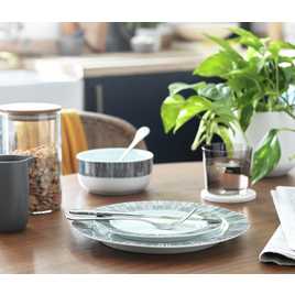 Habitat Black Dash 12 Piece Porcelain Dinner Set - OgaDiscount