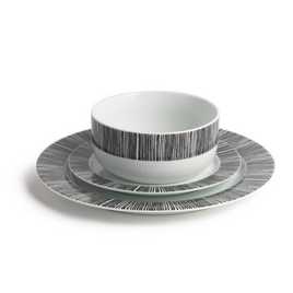 Habitat Black Dash 12 Piece Porcelain Dinner Set - OgaDiscount
