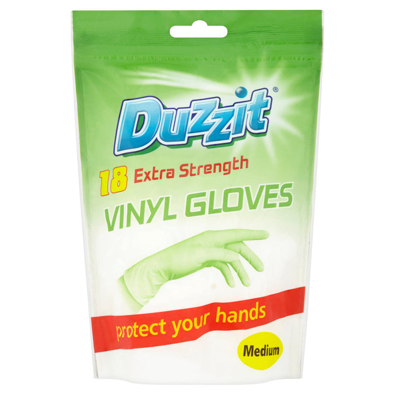 Duzzit Vinyl Gloves Size Medium 18 Pack - OgaDiscount