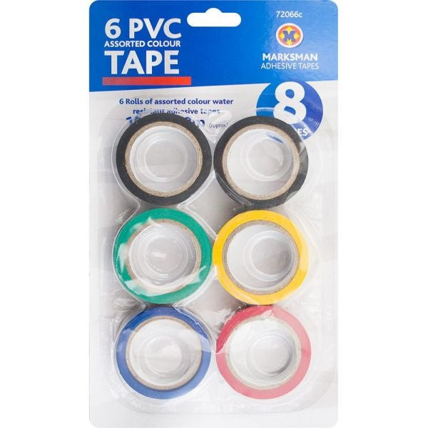Marksman Pvc Insulation Tape Assorted Colours 6 Pack - OgaDiscount