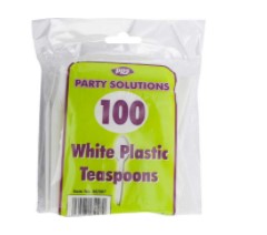 Plastic Cutlery Teaspoons White 100 Pack - OgaDiscount