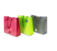 Polka Dot Shopping Bag Non Woven Material 3 Assorted Colours - OgaDiscount