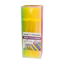 Prima Neon Flexi Straws 250pc - OgaDiscount