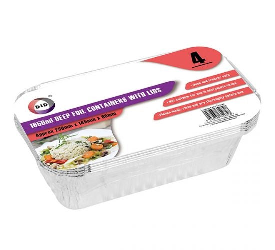 Did Deep Foil Containers With Lids 1650ml 4 Pack - OgaDiscount