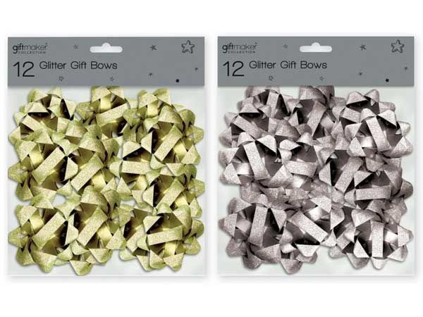 Giftmaker Glitter Gift Bows 12pcs - OgaDiscount