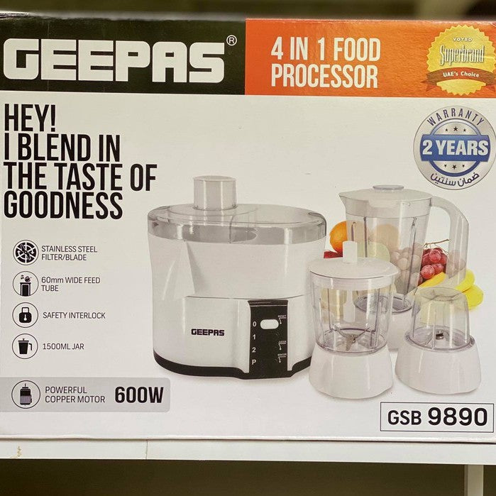 Geepas 600w 4-In-1 Multi-Function Food Processor - OgaDiscount
