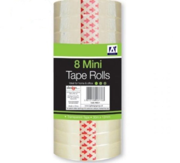 8 Transparent Mini Tape Rolls 30m X 12mm - OgaDiscount