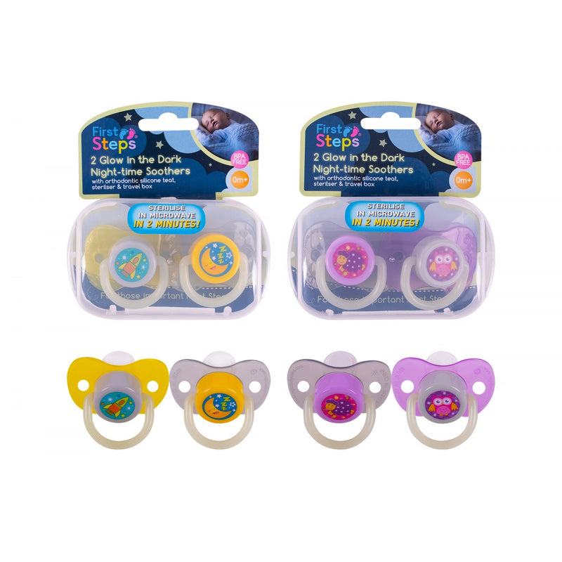 First Steps Glow In The Dark Night-Time Soothers Assorted 2 Pack - OgaDiscount