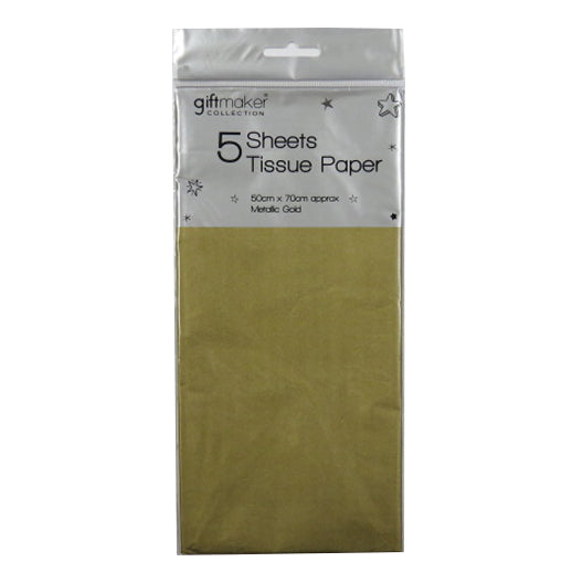 Giftmaker 5 Sheets Tissue Paper Metallic Gold - OgaDiscount