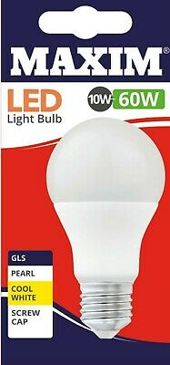 Maxim Led Light Bulb 10w=60w Gls Pearl Warm White Edison Screw - OgaDiscount